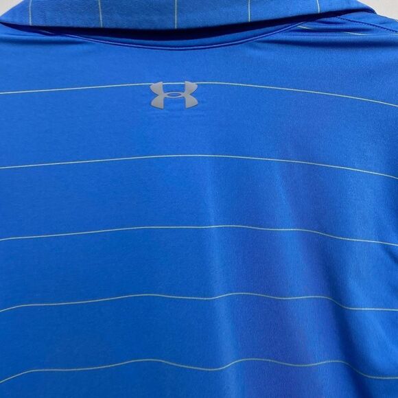Under Armour Men's Striped Loose Fit Heat Gear Golf Blue Polo Shirt Small - Picture 6 of 8